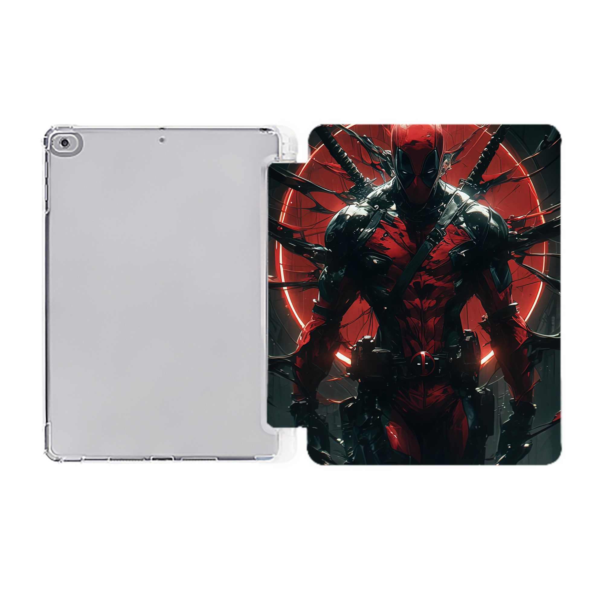（画像用） Deadpool デッドプール IPad ケース ペン収納付き 三つ折りスタンド PUレザー×シリコン 対応機種9.5/10.5/10.9インチ